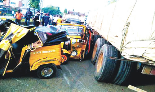 Illustration: A truck-tricycle accident scene