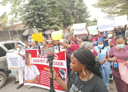 Nurses Protest For Abuja Against NMCN New Rule