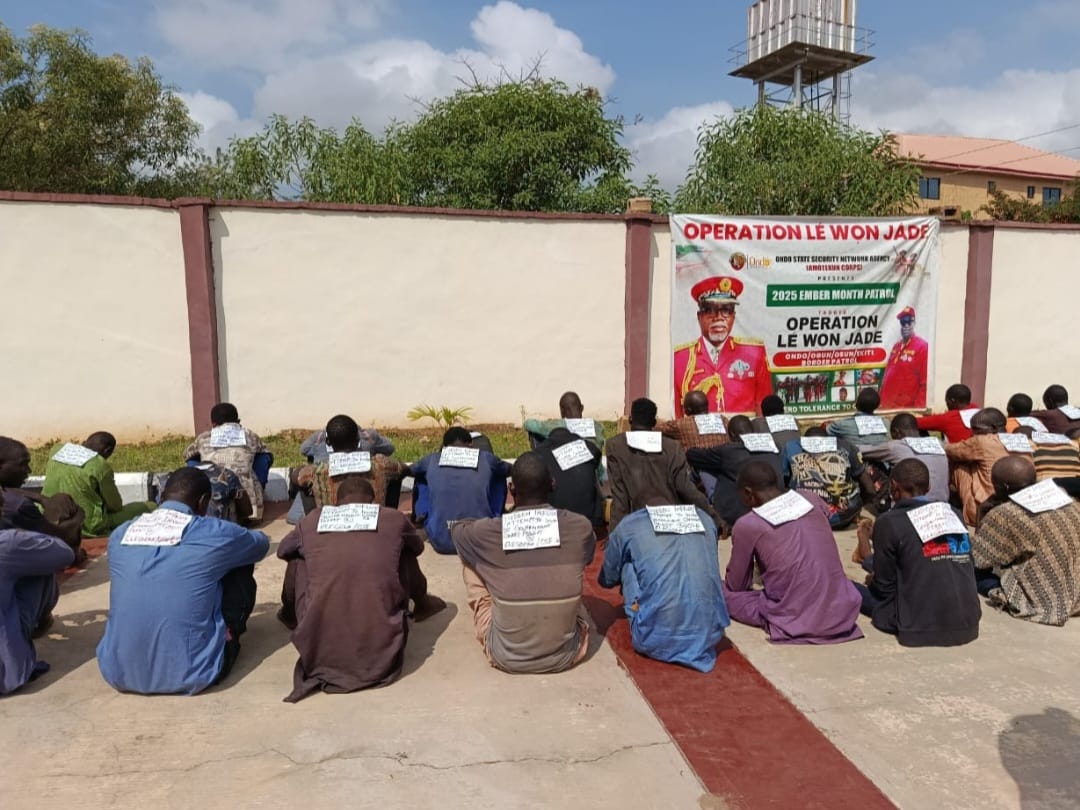 Ondo AMOTEKUN Don Arrest 39 Bandits Wey Dey Run From US Strike